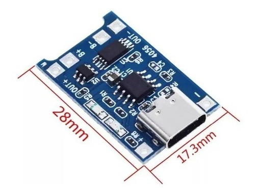 Imagen 4 de 4 de Cargador Bateria Litio Tp4056 Con Proteccion Conector Usb C