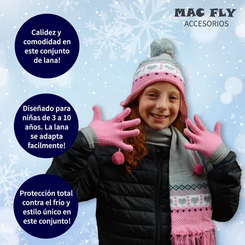 Conjunto Invierno Bufanda Gorro Guantes Bebes Nena Ni a