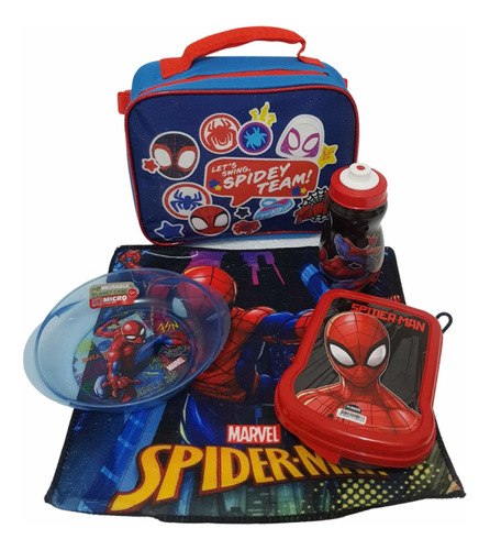 Lunchera Y Accesorios De Merienda Spiderman, Set H Araña