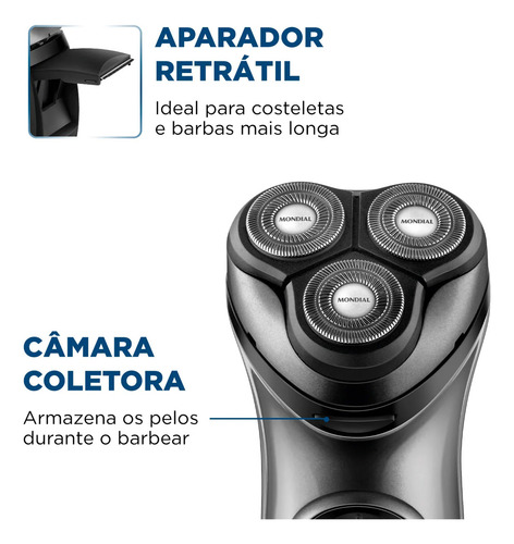 Barbeador Elétrico Power Shave Mondial Preto/prata Be-02