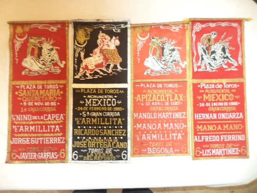 7 Pendones Conmemorativos De Corridas De Toros (Usado)
