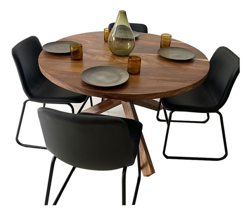 Shop Flamingo Mesa Comedor Redonda Madera Con 4 Sillas