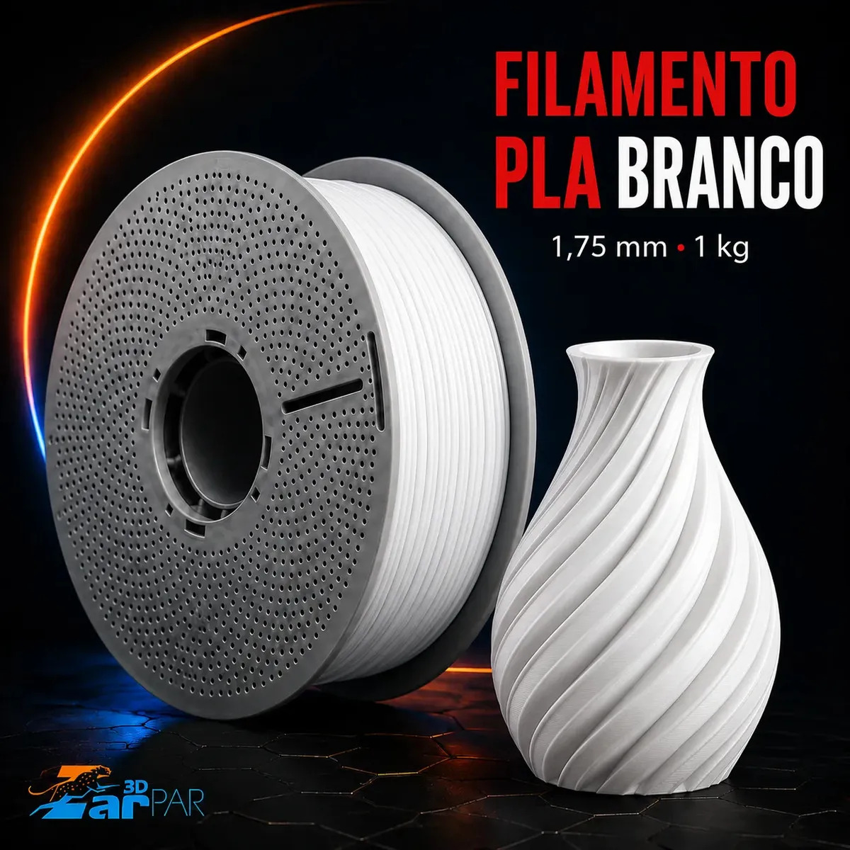Filamento Pla Impressora 3d Com 1.75mm Sem Entupimento Flexivel 1kg Impressão Premium Branco