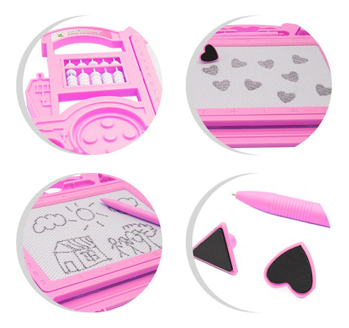 Imagem 5 de 7 de Quadro Mágico Infantil Caneta E Carimbo Para Criança Rosa