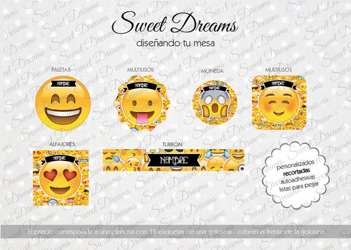 Stickers De Emoticones Cortados Para Candy Bar O Mesa Dulce