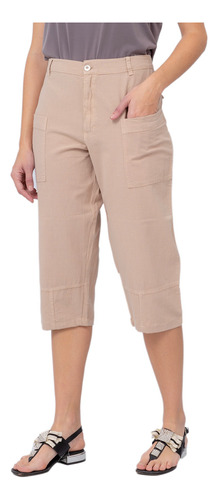 Pantalon Capri Lienzo Mujer Clasico Talles Grandes