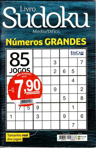 Livro Sudoku Ed. 25 - Médio/Difícil - Só Jogos 9x9 - 2 jogos por página