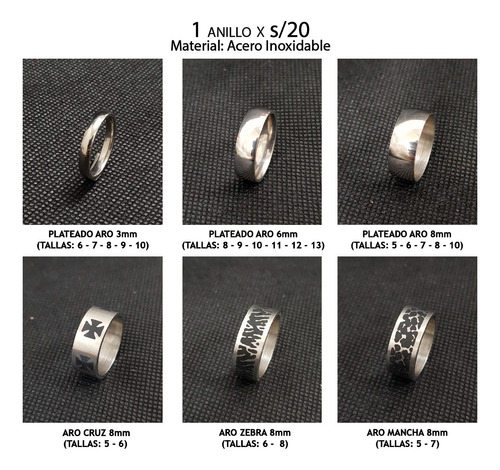 Anillos Hombre Aro Acero Inoxidable Plateado Unisex 7