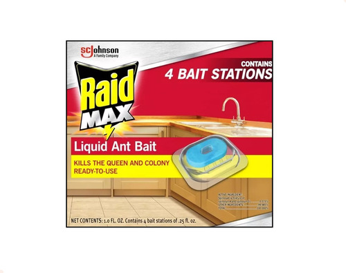 Raid Max Liquid And Bait 4 Trampas Cebo Mata Hormigas 1.0oz