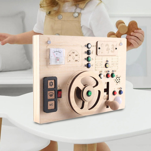 Tablero Sensorial De Madera Con Interruptor De Botón,