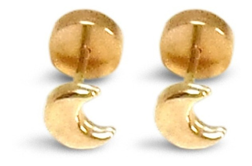 Imagen 1 de 4 de Aros Abridores Bebé Luna Laminado Oro 18 K