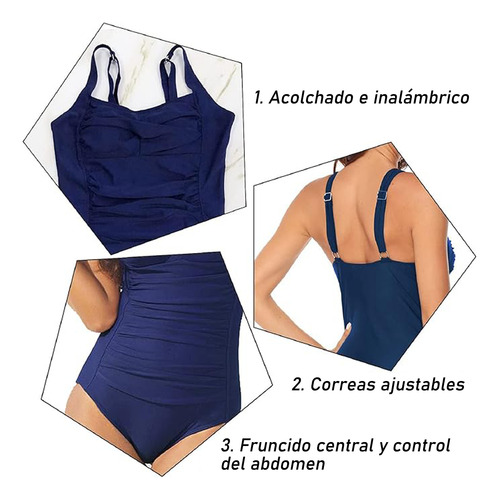 Traje De Baño De Una Pieza Ajustado Plisado Retro Para Mujer