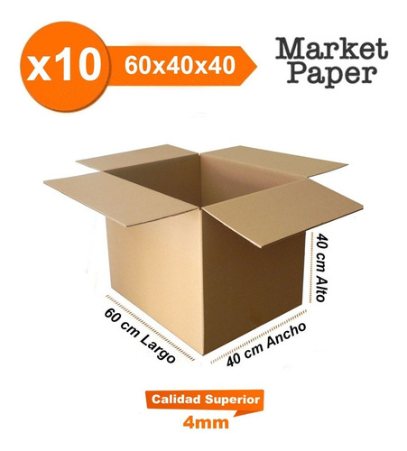 Caja Carton Embalaje 60x40x40 Mudanza Reforzada 10 Unidades