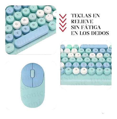 Teclado Y Mouse Pc Inalámbrico Tablet Celeste/azul Celeste Azul
