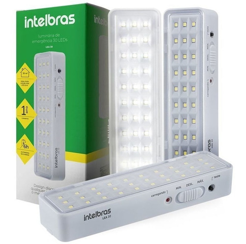 Kit 2 Lâmpada Luminária De Emergência 30 Leds Recarregável