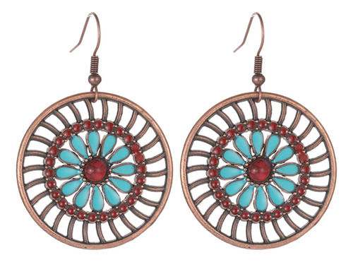 Pendientes Con Forma De Flor Redonda Y Borlas En Forma De Go
