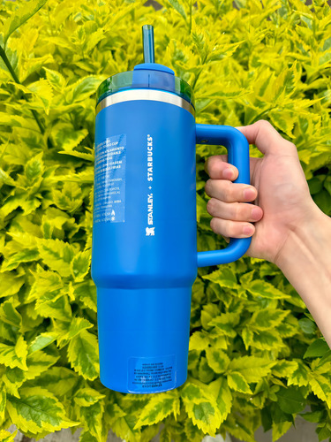 Vaso Stanley + Starbuck 30 Oz Termo Azul Acero Popote Origin Starbucks + Stanley Azul Acero Inoxidable Popote
