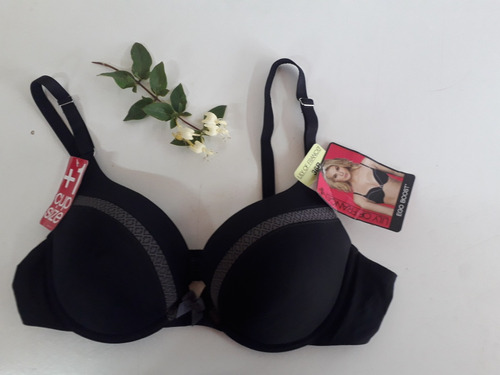 Sosten Push Up  Lily Of France, Talla 36 B. Color Negro.