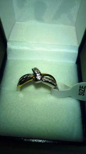 Anillo Oro Goldfilled Blanco/amarillo Zafiros (lab)/circ T8