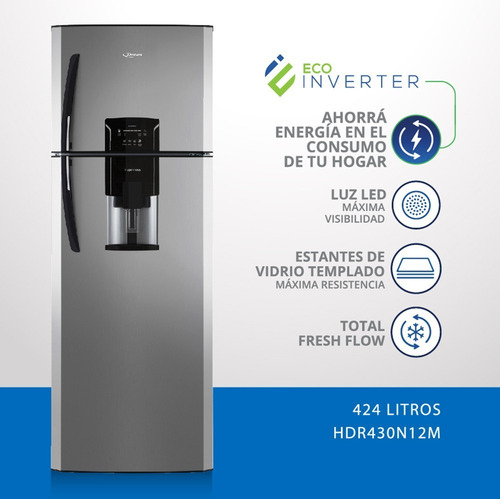 Imagen 4 de 9 de Heladera No Frost Inverter Acero Drean Hdr430 424 Lts Outlet