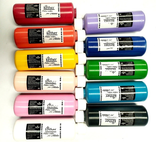 Kit Kether Para Artistas, 11 Colores Acrilicos 250ml C/u