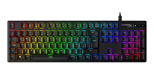 Imagen 2 de 3 de Teclado gamer HyperX Alloy Origins QWERTY Blue español latinoamérica color negro con luz RGB
