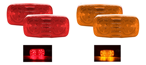 Plafon Doble Optica 16 Led Colores Rojo Y Ambar (jgo.)