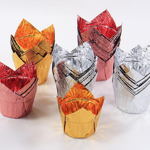 50 Piezas De Para Tartas Con Forma De Tulipán, Para Oro