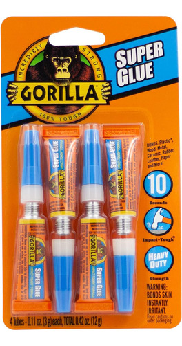 Pegamento Gorilla Super Glue 4 Tubos De 3 Gramos