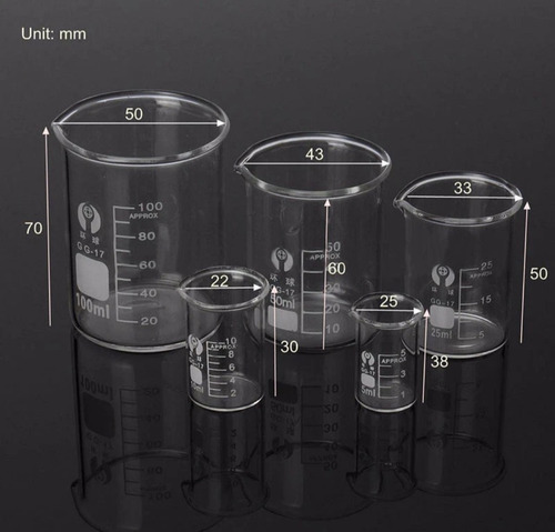 5 Uds 5-100mk Vaso De Precipitados De Vidrio De