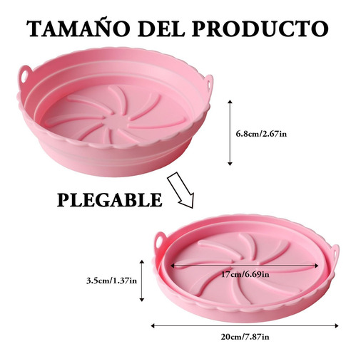 2 Piezas Silicona Freidora De Aire 20cm Bandeja Reutilizable
