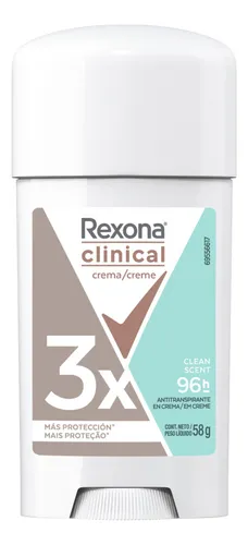 comprar Rexona Women Antitranspirante En Crema Clinical Clean Scent Desodorante Con 3 Veces Más Protección Contra El Sudor* Y El Mal Olor Hasta Por 96 Horas 58 g