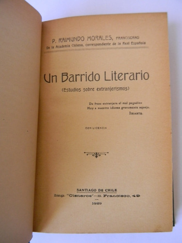 Un Barrido Literario Estudios Extranjerismos 1era Ed. 1929 