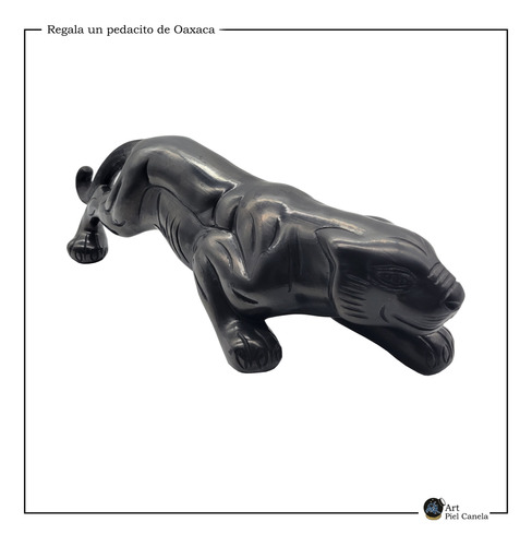Figura Jaguar Al Acecho Calada Barro Negro