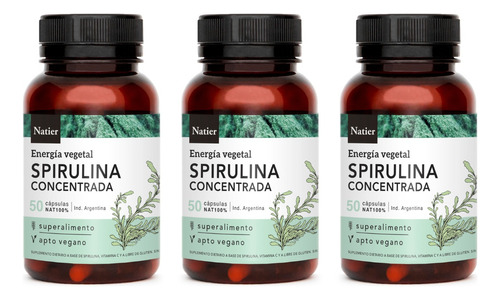 Cápsulas De Spirulina Concentrada X 50 Cap - Natier X3 Un