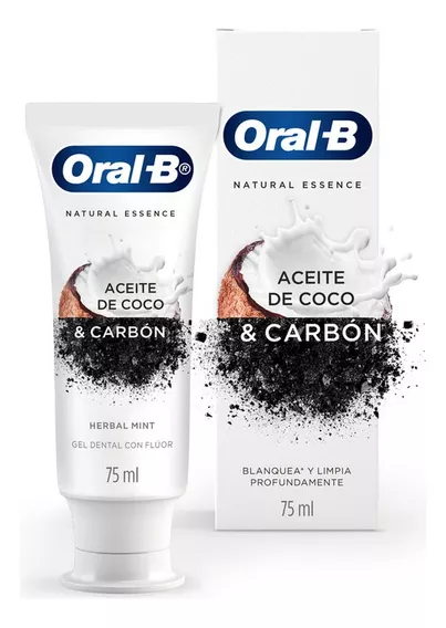 Crema Dental Oral-b Natural Essence Aceite De Coco & Carbón