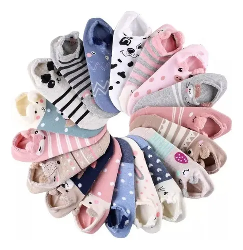 Pack 6 Pares De Medias Tobilleras Orejitas Animalitos Mujer
