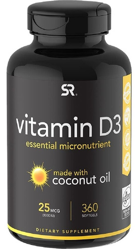 Vitamina D3 1000 Iu 25 Mcg Sports Research 360 Capsulas