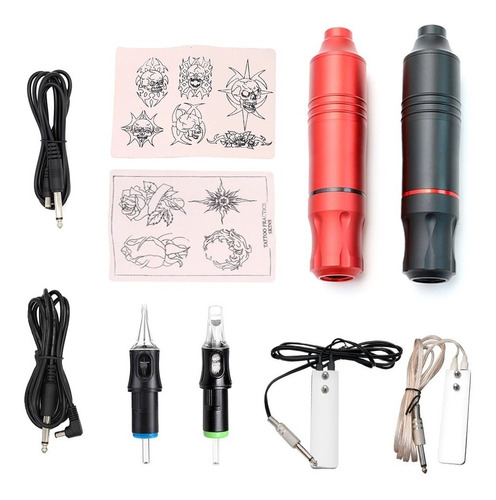 Kit Tattoo Doble Pen: 2 Máquinas, 2 Cables, 2 Pedales Y Más