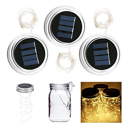 3 Pack Solar Frasco De Conservas Cálida Luz Blanca 2 M...