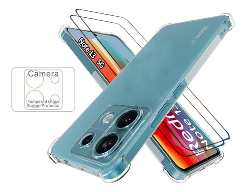 Funda Para Xiaomi Redmi  Note13 Transparente Protector+2mica