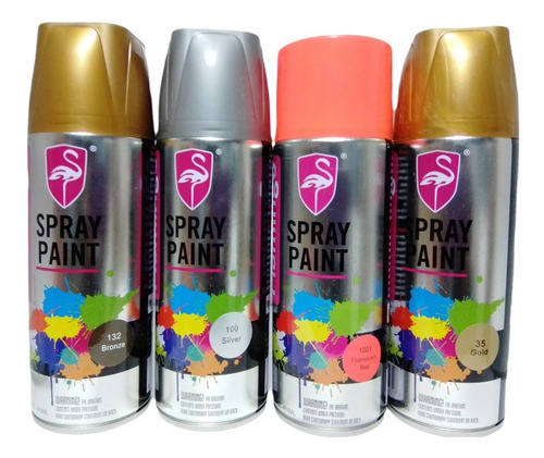 Spray Pintura Metalizada Bronce Dorada Plateada Fluorescente