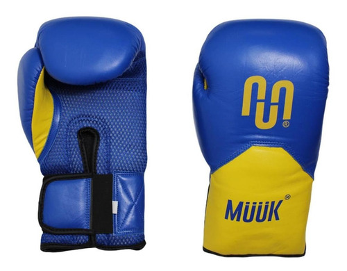 Guante De Box Muuk Cuero Eliminator Azul-amarillo