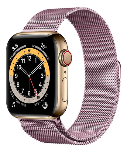 Correa Para Apple Watch Metálica Milanese Acero Inoxidable Ancho 38 Mm Color Rosa
