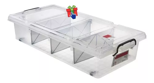 Caja Bajo Cama, con Ruedas, Trabas Laterales, y Tapa 25 Lts. 9386