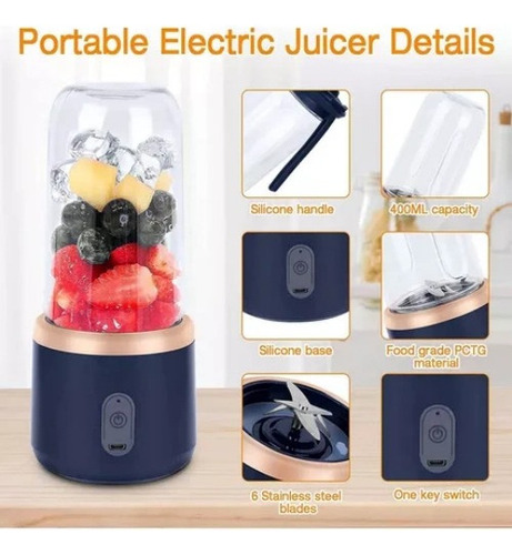 Sa De Mini Vaso Licuadora Portatil Recargable 6 Cuchillas