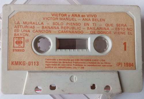 Victor Manuel Y Ana Belén Cassette Musical Sin Carátula 1984