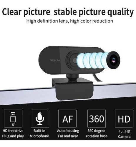 Full Hd 1080p Webcam Microfone Visão 360º Computador Câmera Cor Outro