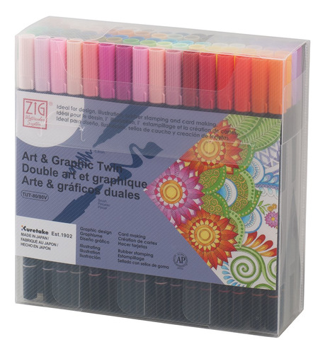 Kuretake Zig Art & Graphic Twin - Juego De 80 Colores, Punt. Color 81 Colors