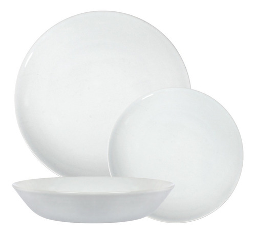 Set 12 Piezas Plato Playo Postre Hondo Porcelana Blanca